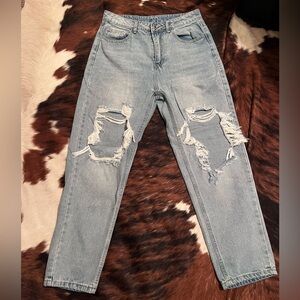 Distressed Light Blue Boyfriend Jeans